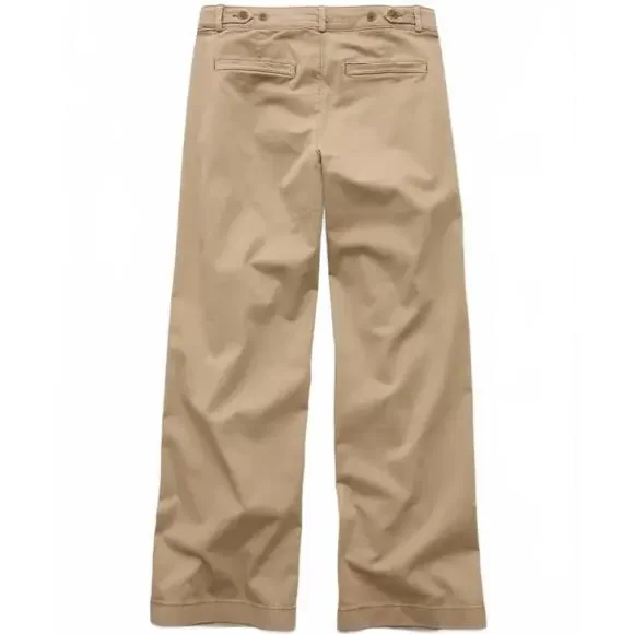 AE Stretch Low-Rise Wide-Leg Khaki Pant American Eagle NWT Tank Tan Size 000R - Picture 5 of 5
